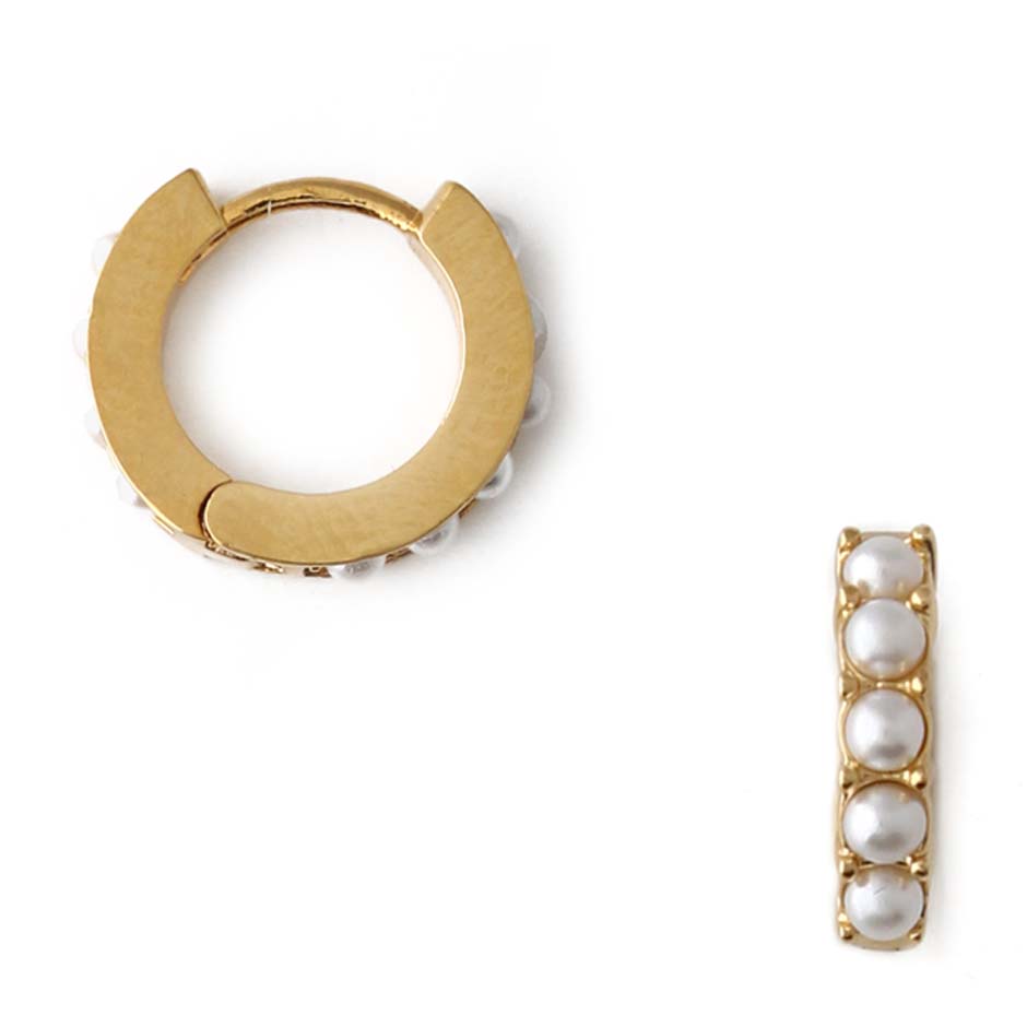 Pearl Huggie Hoops Earrings