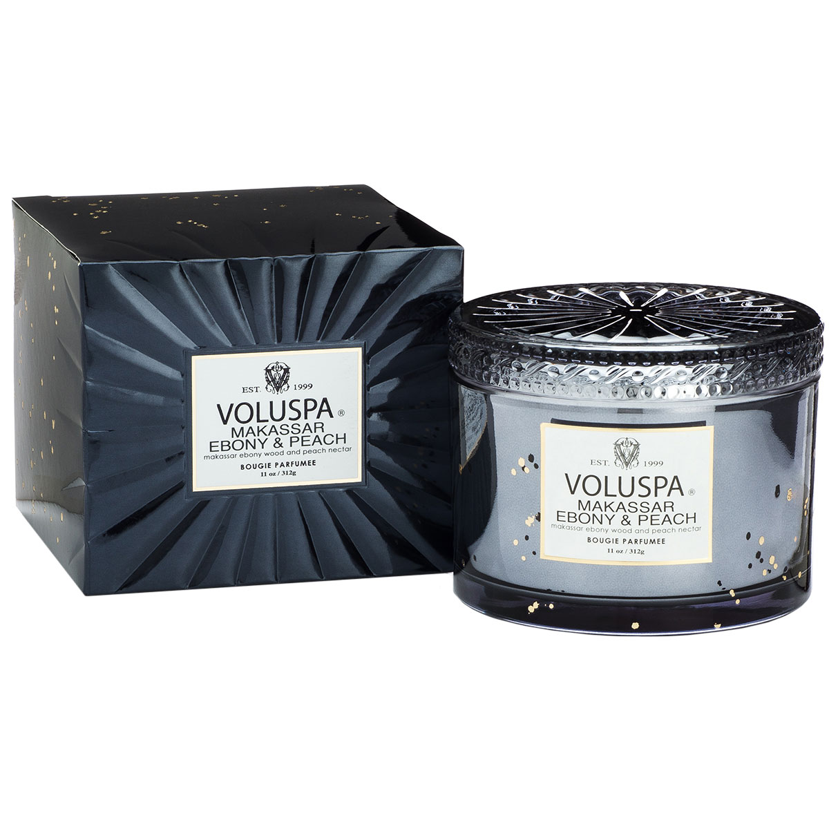 Voluspa Boxed Corta Maison Glass Candle Makassar Ebony & Pea